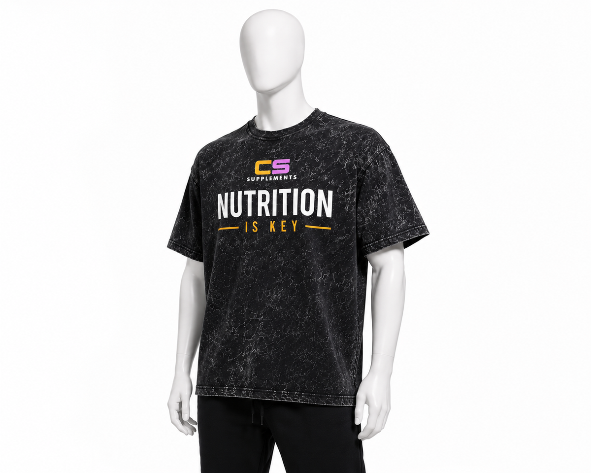 CS Supplements Nutrition Is Key Acid Wash Oversized T-Shirt