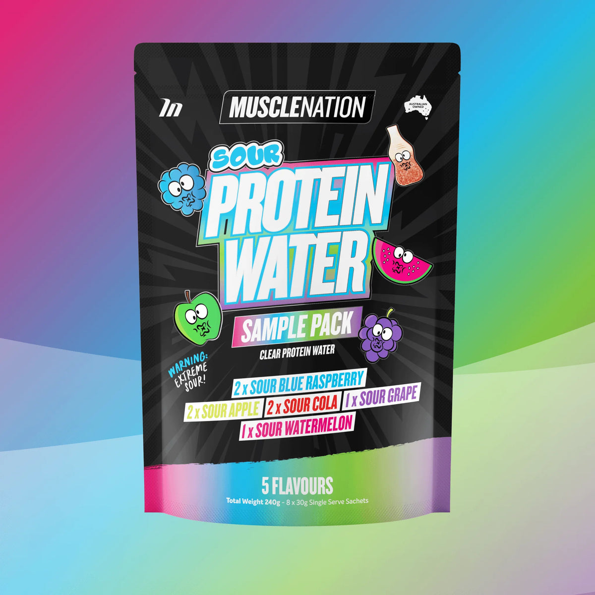 Muscle Nation Sour Protein Water 8 Serve Sample Pack